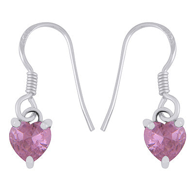 Stunning Heart Shaped Gemstone Cubic Zirconia 925 Sterling Solid Silver Dangle Earrings - R3501235-7