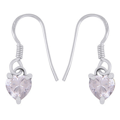 Stunning Heart Shaped Gemstone Cubic Zirconia 925 Sterling Solid Silver Dangle Earrings - R3501235-9
