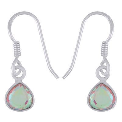 Beautiful Plain White Mystic Opal Drop Shape 925 Sterling Solid Silver Dangle Earrings - R3501238-1