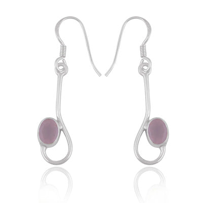 Beautifully Handcrafted Design Rose Quartz Oval Shape 925 Sterling Solid Silver Dangle Earrings - R3501241-9