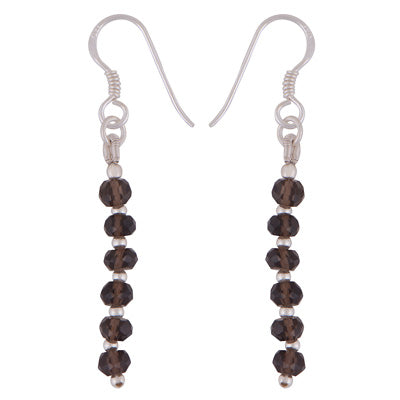 Gorgeous beads Statement Smoky Topaz Round Shape 925 Sterling Solid Silver Earrings - R3501243-12