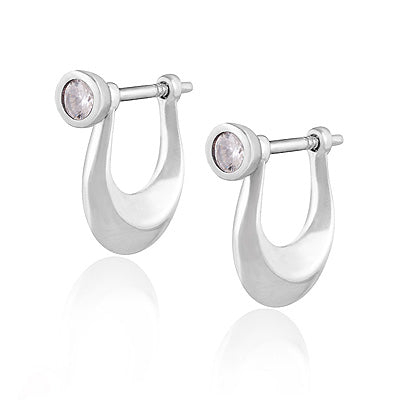 Stunning Gemstone Studded Cubic Zirconia Round Shape 925 Sterling Solid Silver Hoops Earring - R3501246-4