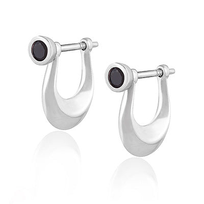 Stunning Gemstone Studded Cubic Zirconia Round Shape 925 Sterling Solid Silver Hoops Earring - R3501246-5