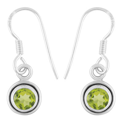 Plain Wire Around Peridot Round Shape 925 Sterling Solid Silver Earrings - R3501254-1