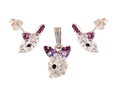 925 Sterling Silver Swarovski Crystal Pendant Sets - R3600455-19