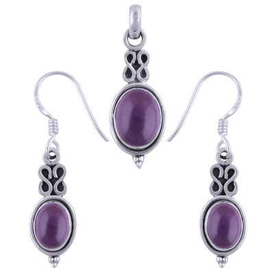 Stunning Wire Work Around Amethyst Oval Shape 925 Sterling Solid Silver Pendants Sets - R3600489-1