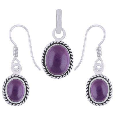 Alluring Twisted Wire Work Around Amethyst Oval Shape 925 Sterling Solid Silver Pendant Set - R3600491-61