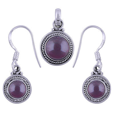 Gorgeous Twisted Wire Work Around Garnet Round Shape 925 Sterling Solid Silver Pendants Sets - R3600512-4