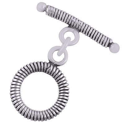 Alluring Spring Work Twist Around Plain Silver 925 Sterling Solid Silver Toggle Clasp - R40400007-2