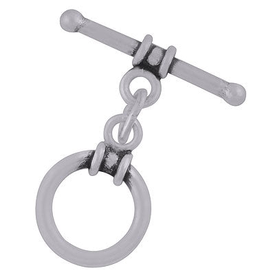 Beautiful Oxidised Plain Silver 925 Sterling Solid Silver Toggle Clasp - R40400007-7