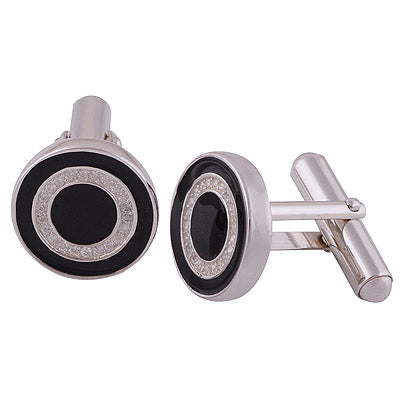 8.7gram White Cubic Zirconia,Black Onyx Cut Stone Cufflinks - R40460001-7