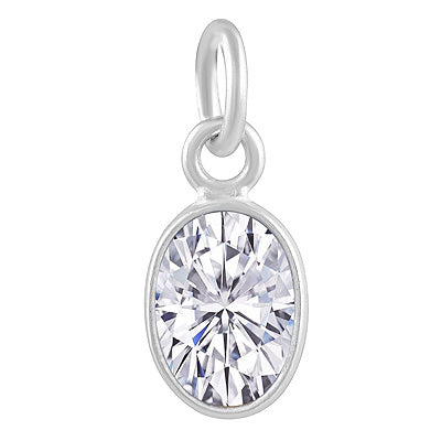 Gorgeous Plain Bezel White Cubic Zirconia Oval Shape 925 Sterling Solid Silver Charms - main product photo (R40800006-13)