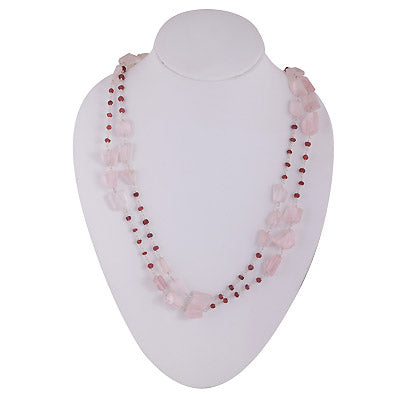Stunning Necklace Loaded with Gemstones Garnet,Rose Quartz Round,Irregular Shape 925 Sterling Solid Silver Necklace - R4100114-54