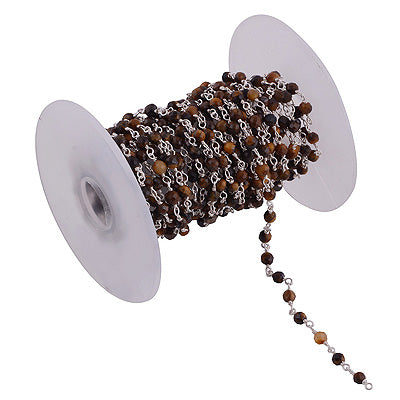 Gorgeous Tiger's Eye Round Shape 925 Sterling Solid Silver Necklaces Roll - R4100154-12