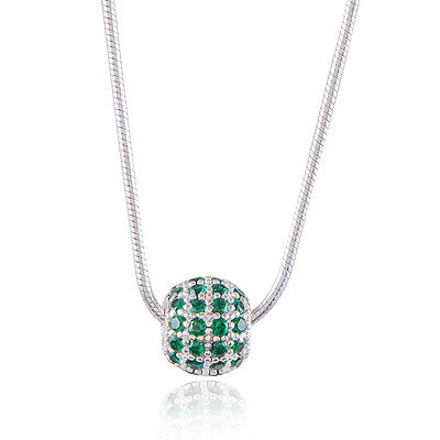 Gorgeous Charm Studded Gemstone Cubic Zirconia Round Shape 925 Sterling Solid Silver Necklace - R4100182-3