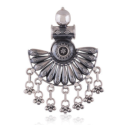 Authentic Oxidised Rawa Work Handcrafted Plain 925 Sterling Solid Silver Pendants - R4500125-3
