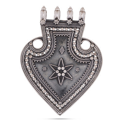 Authentic Oxidised Rawa Work Handcrafted Plain 925 Sterling Solid Silver Pendants - R4500138-1
