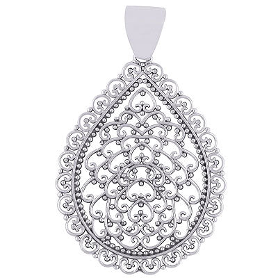 Gorgeous Wire & Rawa Pattern Around Plain 925 Sterling Solid Silver Pendant - R4500452-1