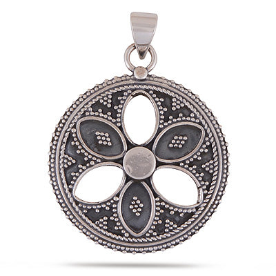 Authentic Oxidised Rawa Work Handcrafted Plain 925 Sterling Solid Silver Pendants - R4500454-1