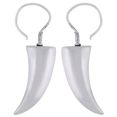 Gorgeous Horn Shaped Plain 925 Sterling Solid Silver Dangle Earrings - R4600003-21