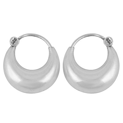 Plain Kaju Bali Hoops 925 Sterling Solid Silver Silver Earrings - R4600299-1