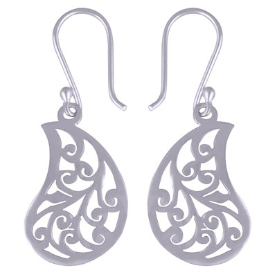 Ravishing Jali Design Craved Plain 925 Sterling Solid Silver Dangle Earrings - R4600674-25