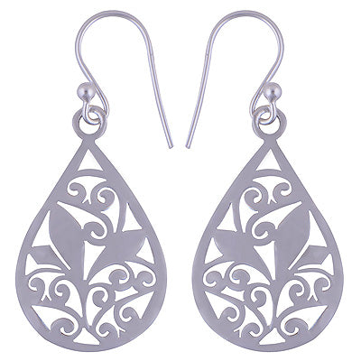Ravishing Jali Design Craved Plain 925 Sterling Solid Silver Earrings - R4600808-2