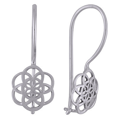 Authentic Flower Jali Cut Plain 925 Sterling Solid Silver Earrings - R4600903-1