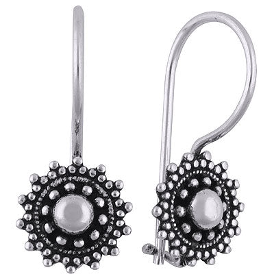 Stunning Handcrafted Rawa Work Around Plain 925 Sterling Solid Silver Hanging Earrings - R4600907-2