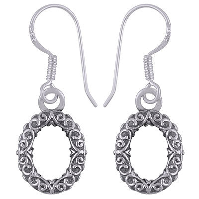 Alluring Handcrafted Work Around Plain 925 Sterling Solid Silver Dangle Earrings - R4600945-1
