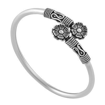 Gorgeous Flower Handcrafted Work Plain 925 Sterling Solid Silver Bangles - R4700071-78