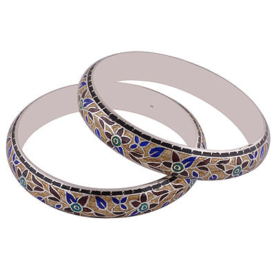 925 Sterling Silver Plain Meena Bangle - R4700267-77