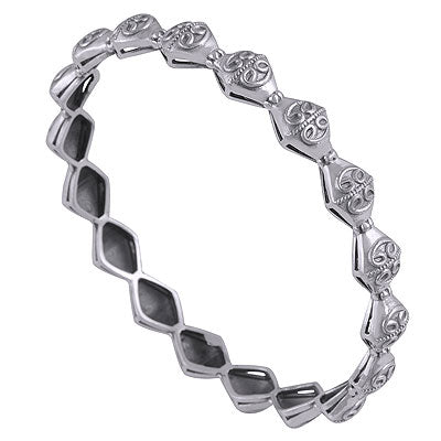 Alluring Handcrafted Work Around Plain 925 Sterling Solid Silver Bangles - R4700343-1