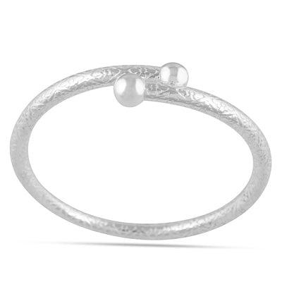 Gorgeous Engraved Flower Work Around Plain 925 Sterling Solid Silver Baby Child Bangles - R4700347-2