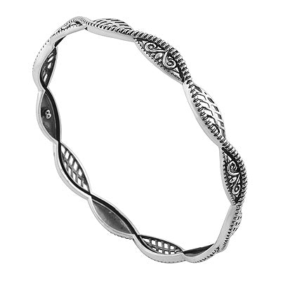 Stunning Twisted Work Around Plain 925 Sterling Solid Silver Bangles - R4700348-3