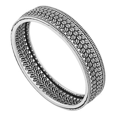 Gorgeous Leaf Handcrafted Work Plain 925 Sterling Solid Silver Bangles - R4700352-2