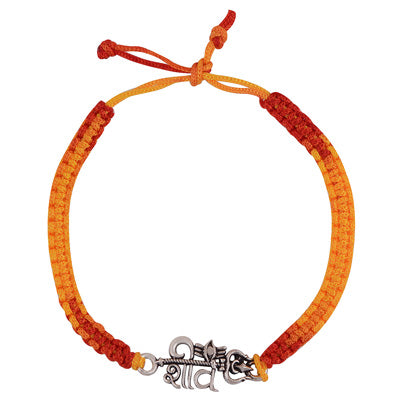 Alluring Shiv with Trident Plain 925 Sterling Solid Silver Rakhi Bracelet - R5100035-4