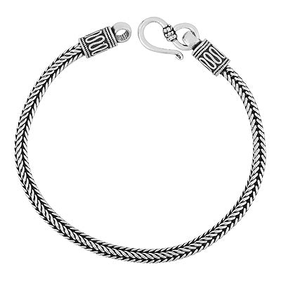 Gorgeous Oxidised Work On Plain 925 Sterling Solid Silver Bracelets - R5400171-4