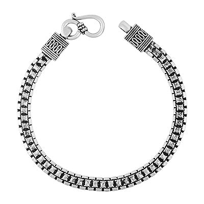 Gorgeous Oxidised Handcrafted Design Plain 925 Sterling Solid Silver Bracelet - R5400211-4
