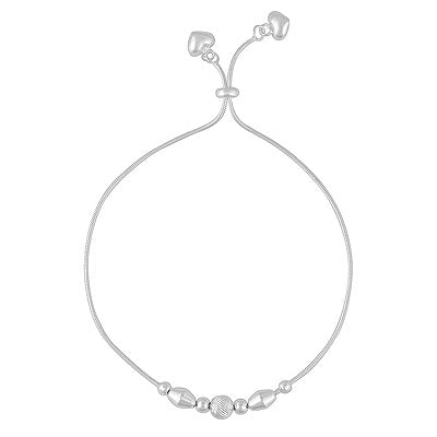 Stunning Beads Work On Pattern Plain 925 Sterling Solid Silver Bracelet - R5400223-1