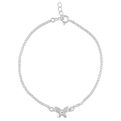 Alluring Butterfly Shaped Plain 925 Sterling Solid Silver Bracelet - R5400234-1