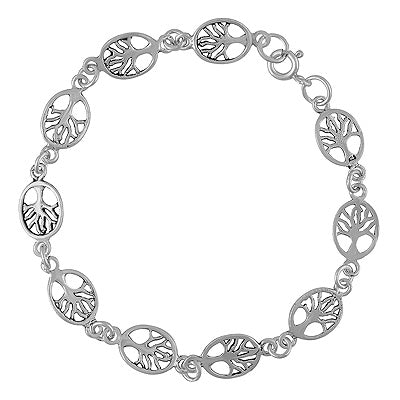 Tree of Life Beautiful Plain 925 Sterling Solid Silver Bracelet - R5400239-3