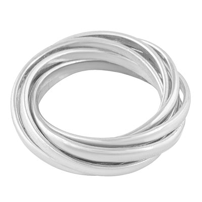 Six Band Interlocking Plain 925 Sterling Solid Silver Ring - R5600076-17
