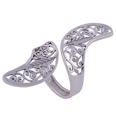 Authentic Jali Cut Plain Adjustable 925 Sterling Solid Silver Ring - R5600332-1