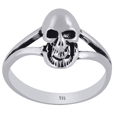 Bold Skull on Plain 925 Sterling Solid Silver Ring - R5600426-5