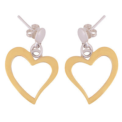Alluring Heart Shaped Gold Plating Plain 925 Sterling Solid Silver Studs Earrings - R6069-5