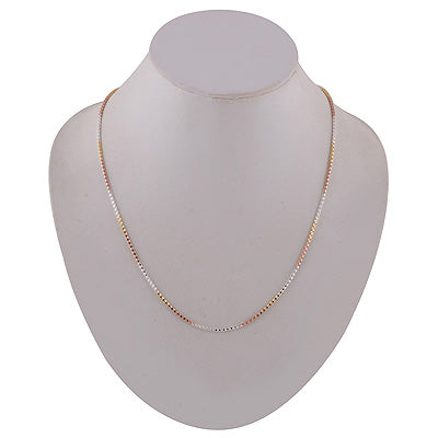 Magnificent Three Toned 925 Sterling Silver Two Micron White Rose Yellow Gold Plated Plain Bold Italian Chain - R60800023-1