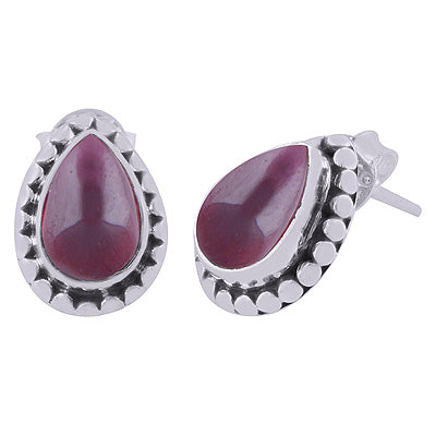 925 Sterling Silver Garnet Stud Earrings - R6100018-2