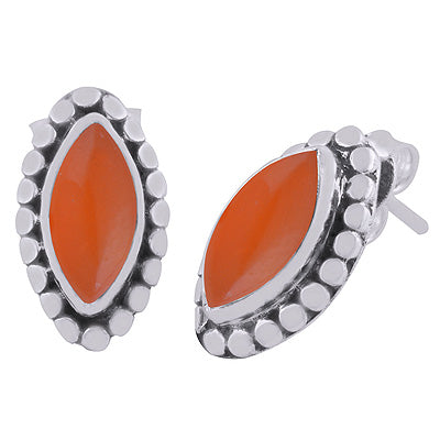 925 Sterling Silver Carnelian Stud Earrings - R6100019-7