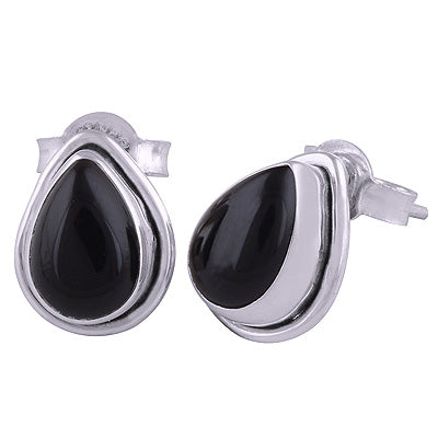 925 Sterling Silver Black Onyx Stud Earrings - R6100034-39